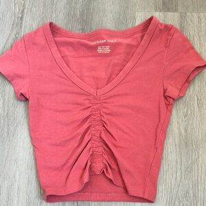 American Eagle Outfitters Women's Red Ruched Top